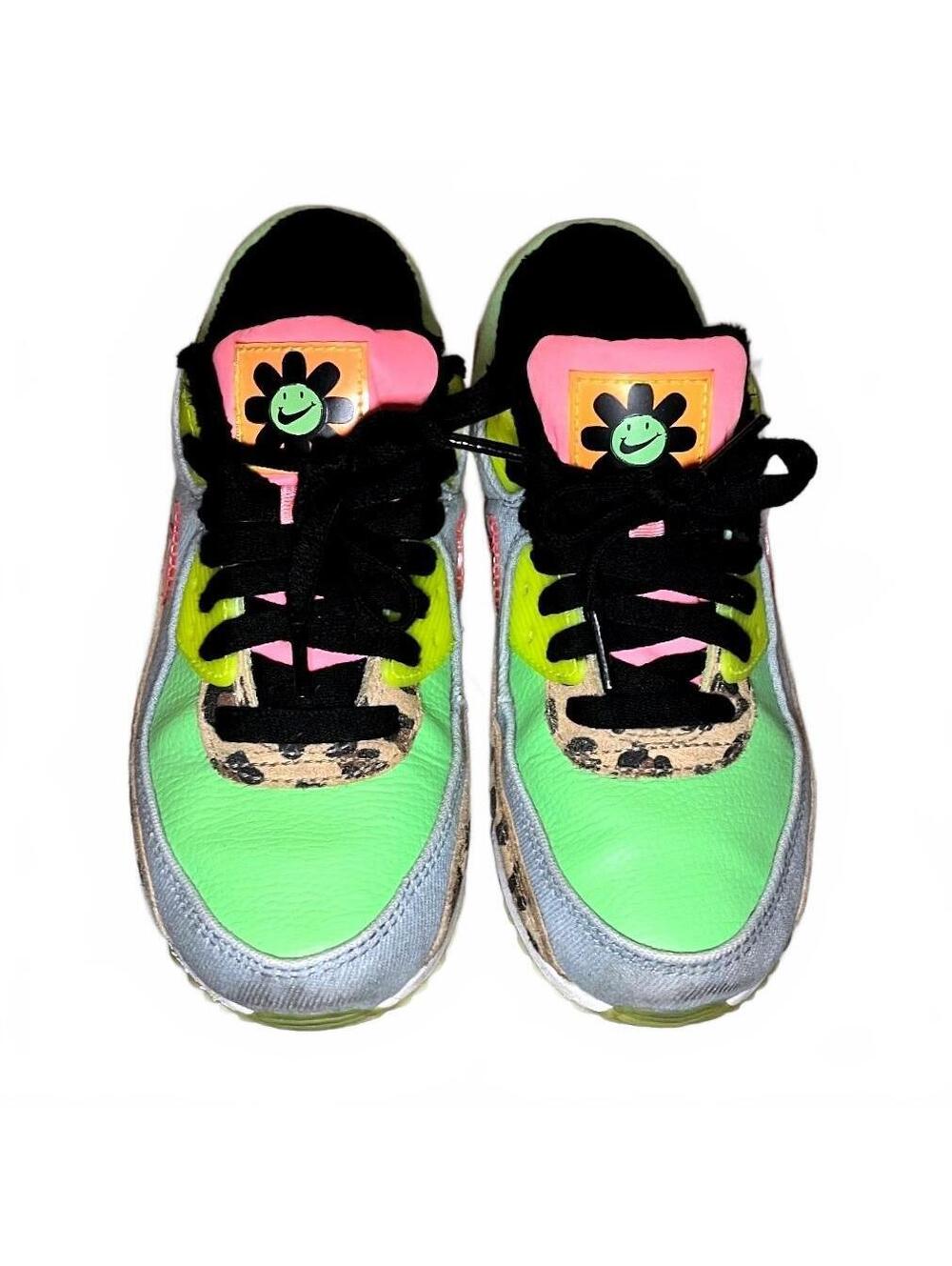 Nike Air Max 90 LX Denim Leopard Print “90s Dancefloor Green” Womens 7 - Picture 4 of 7